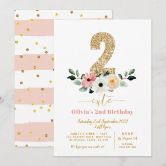 Zwei niedlich | 2 NIEDLICH | Mädchen zum zweiten G Einladung