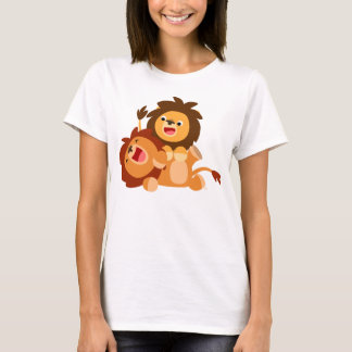 Zwei Niedlich spielende Cartoon Löwen Frauen T - S T-Shirt