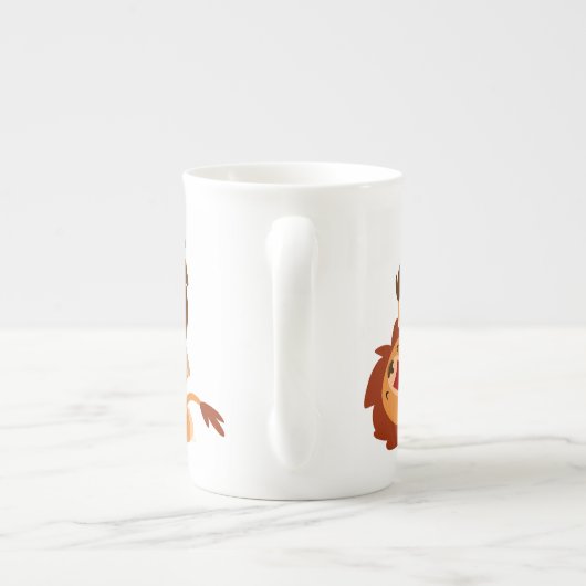 Zwei Niedlich spielende Cartoon Löwen Knochen Chin Porzellantasse (Rückseite)