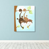 Zwei Niedliche Affen Leinwand Drucken (Insitu (Holzboden))