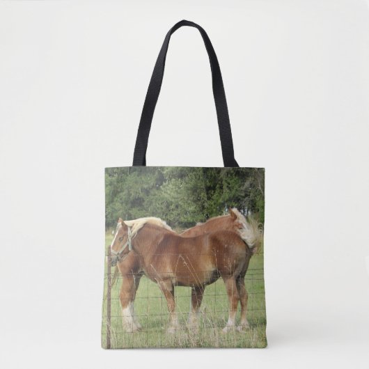 Zwei Niedliche Amber Horses Totbeutel Tasche (Vorderseite)