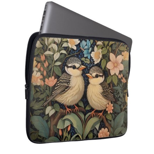Zwei Niedliche Baby Birds Botanischer Garten Laptopschutzhülle (Vorne Rechts)