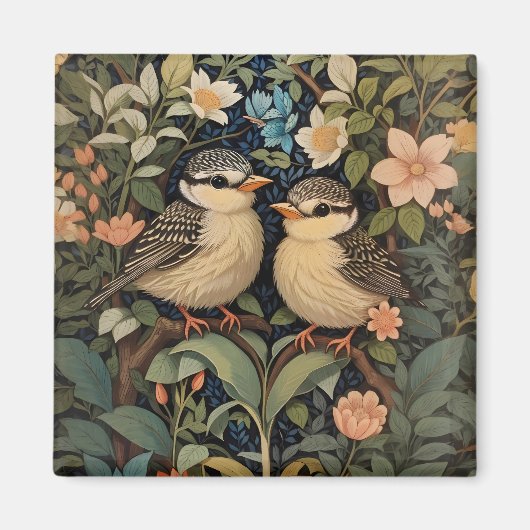 Zwei Niedliche Baby Birds Botanischer Garten Magnet (Vorne)