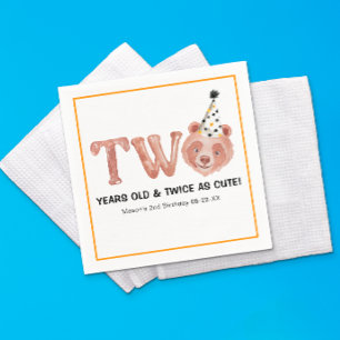 Zwei Niedliche Bären 2. Geburtstag Napkins - Teddy Serviette