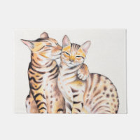 Zwei Niedliche Bengalische Katzen Aquarellkunst