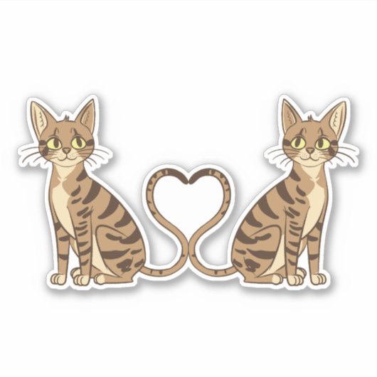 ZWEI NIEDLICHE BENGALISCHE KATZEN AUFKLEBER (Vorderseite)