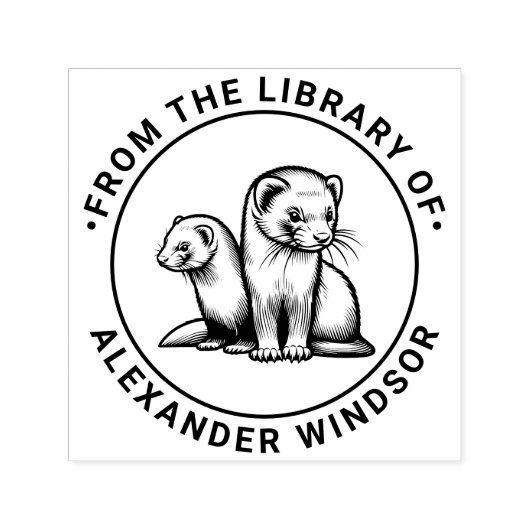 Zwei Niedliche Bibliotheksnamen für Frettchen Permastempel (Design)