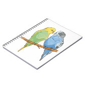 Zwei niedliche blaue und grüne Budgien Notizblock (Linke Seite)