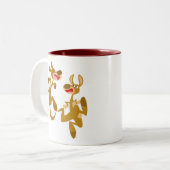 Zwei Niedliche Bouncy Cartoon Kangaroos Zweifarbige Tasse (Vorderseite Links)