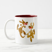 Zwei Niedliche Bouncy Cartoon Kangaroos Zweifarbige Tasse (Links)