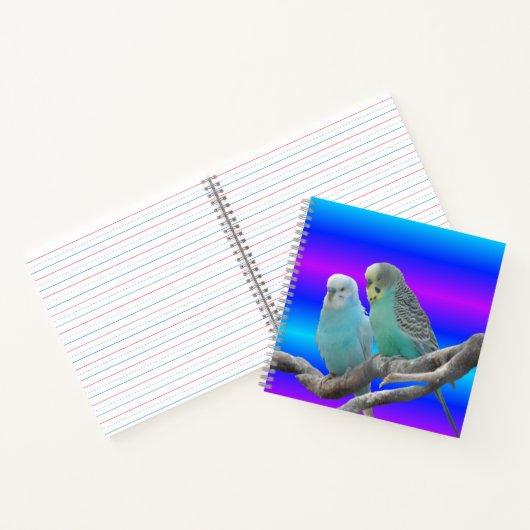 Zwei Niedliche Budgerigar Birds-Notebook Notizblock (Innenseite)