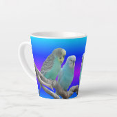 Zwei Niedliche Budgerigar-Vögel Latte Tasse (Linke Ecke)