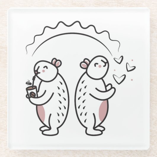 Zwei niedliche Capybaras Glasuntersetzer (Vorderseite)