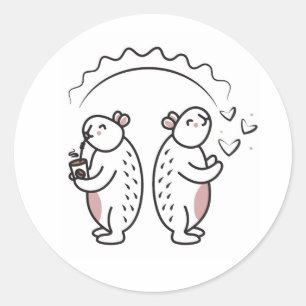 Zwei niedliche Capybaras Runder Aufkleber