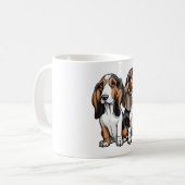 Zwei Niedliche Cartoon Basset Hounds Kaffeetasse (Vorderseite Links)