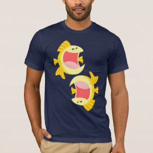 Zwei Niedliche Cartoon Fisch T - Shirt