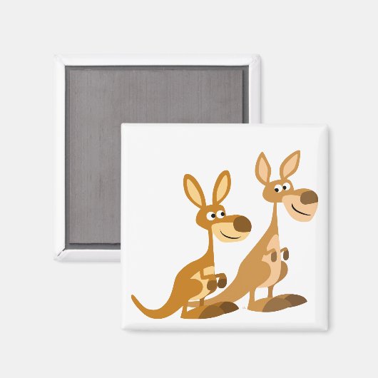 Zwei Niedliche Cartoon Kangaroos Magnet (Vorderseite/Rückseite)