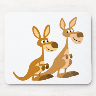 Zwei Niedliche Cartoon Kangaroos Mousepad