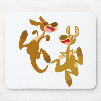 Zwei Niedliche Cartoon Kangaroos Mousepad