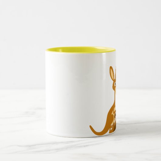 Zwei niedliche Cartoon-Känguru-Tasse Zweifarbige Tasse (Mittel)