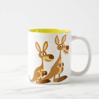 Zwei niedliche Cartoon-Känguru-Tasse Zweifarbige Tasse