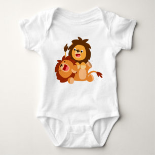 Zwei Niedliche Cartoon Lions Baby Strampler