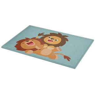 Zwei Niedliche Cartoon Lions Cutting Board Schneidebrett