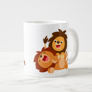 Zwei Niedliche Cartoon Lions Jumbo Tasse