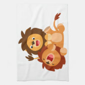 Zwei Niedliche Cartoon Lions Küchentücher (Vertikal)