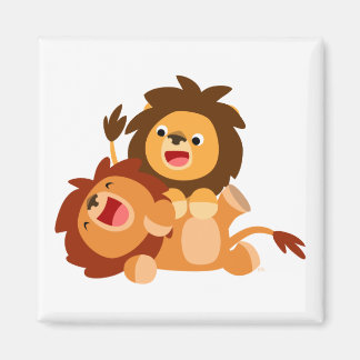 Zwei Niedliche Cartoon Lions Magnet