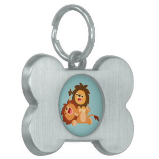 Zwei Niedliche Cartoon Lions Pet Tag Tiermarke