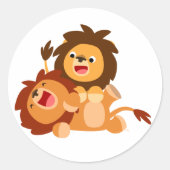Zwei Niedliche Cartoon Lions Sticker (Vorderseite)