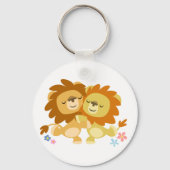 Zwei Niedliche Cartoon Lions Tango Keyring Schlüsselanhänger (Vorderseite)