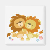 Zwei Niedliche Cartoon Lions Tango Magnet (Vorne)