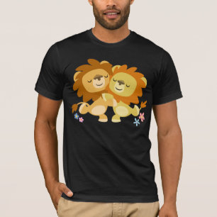 Zwei Niedliche Cartoon Lions Tango T - Shirt