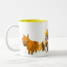 Zwei Niedliche Cartoon Ponies Tasse