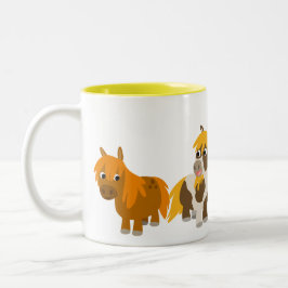 Zwei Niedliche Cartoon Ponies Tasse