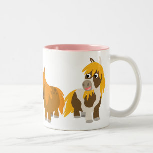 Zwei niedliche Cartoon-Pony-Tasse Zweifarbige Tasse