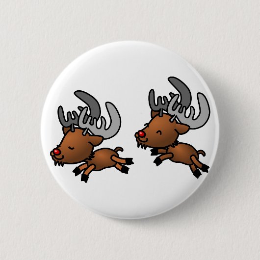 Zwei Niedliche Cartoon Rentier/Karibik Button (Vorderseite)