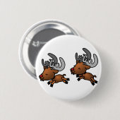 Zwei Niedliche Cartoon Rentier/Karibik Button (Vorne & Hinten)