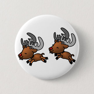 Zwei Niedliche Cartoon Rentier/Karibik Button