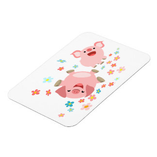 Zwei Niedliche Cartoon Schweine im federflexiblen  Magnet