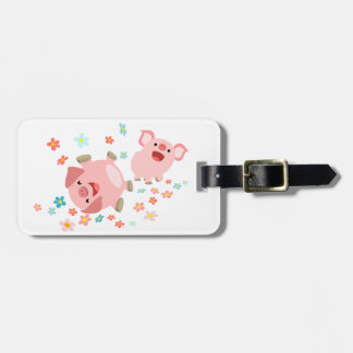 Zwei Niedliche Cartoon Schweine im FrühjahrsGepäck Gepäckanhänger