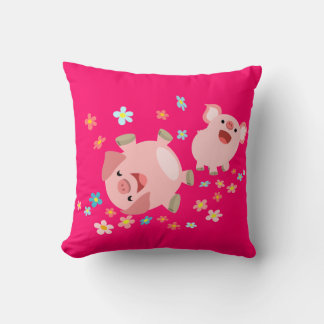 Zwei Niedliche Cartoon Schweine im Frühjahrskissen Kissen