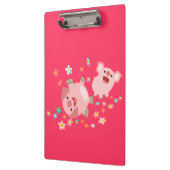 Zwei Niedliche Cartoon Schweine in der Federklamme Klemmbrett (Links)