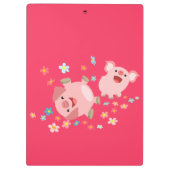 Zwei Niedliche Cartoon Schweine in der Federklamme Klemmbrett (Rückseite)