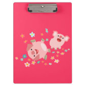Zwei Niedliche Cartoon Schweine in der Federklamme Klemmbrett (Vorderseite)