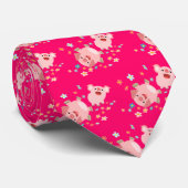 Zwei Niedliche Cartoon Schweine in der Frühjahrs-K Krawatte (Gerollt)