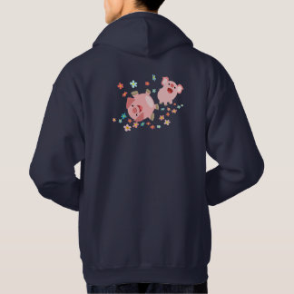 Zwei Niedliche Cartoon Schweine in der Frühlingssä Hoodie