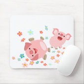 Zwei Niedliche Cartoon Schweine in Frühlingsmousep Mousepad (Mit Mouse)